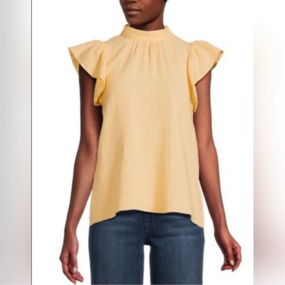 JOE'S JEANS Gauze Flutter Sleeve Top Apricot NEW - Picture 10 of 11